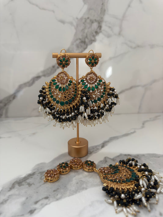Handcrafted Kundan & Pearl Chandelier Jhumkas